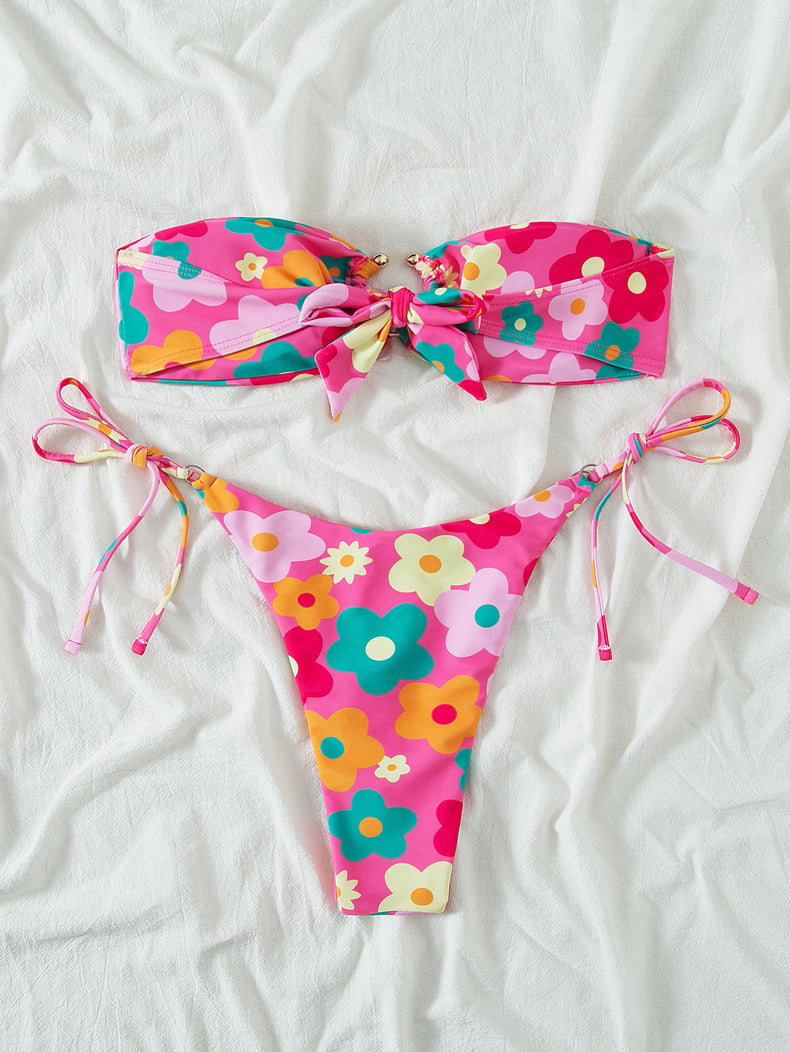 Swimsuit Women Summer Tube Top Sexy Bikini Fresh Printed Bikini Swimsuit Bella Mia